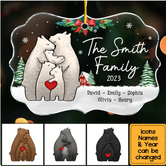 Personalized Gift For Family Bear Christmas Ornament - Image 2