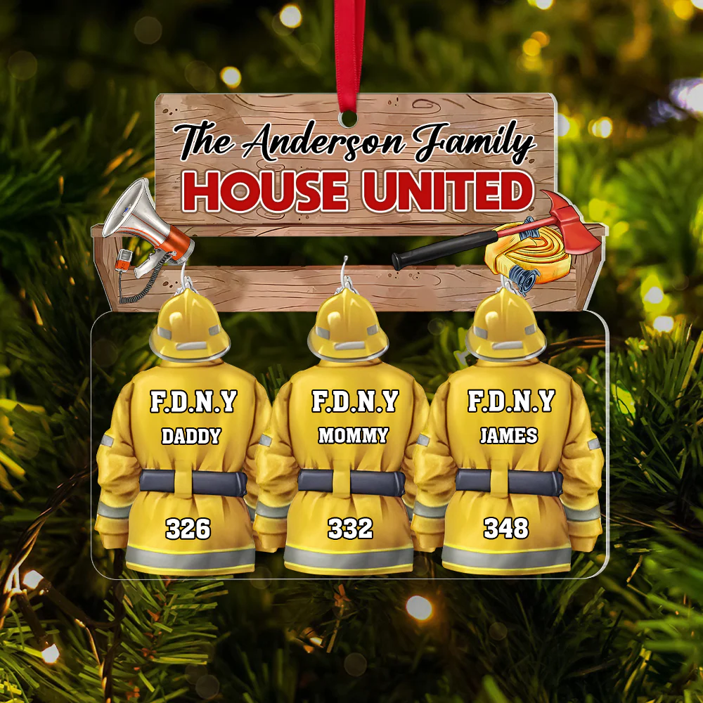 Personalized Gift For Firefighter Family Christmas Acrylic Ornament - Image 3