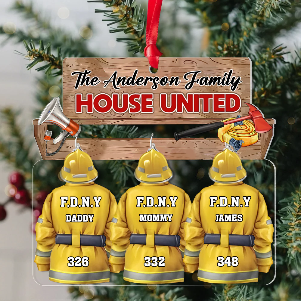 Personalized Gift For Firefighter Family Christmas Acrylic Ornament - Image 4