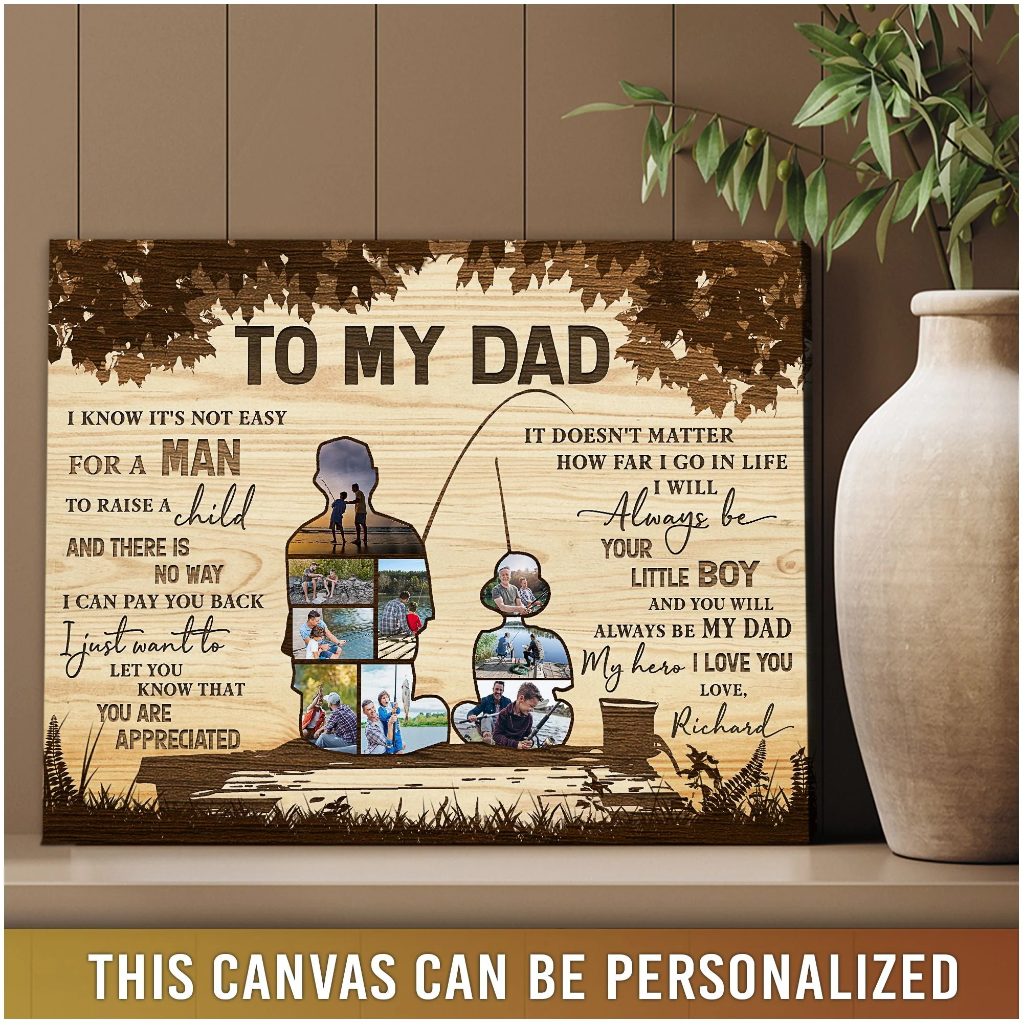 Personalized Gift For Fisherman Dad - Custom Photo Collage Canvas Poster - Image 5