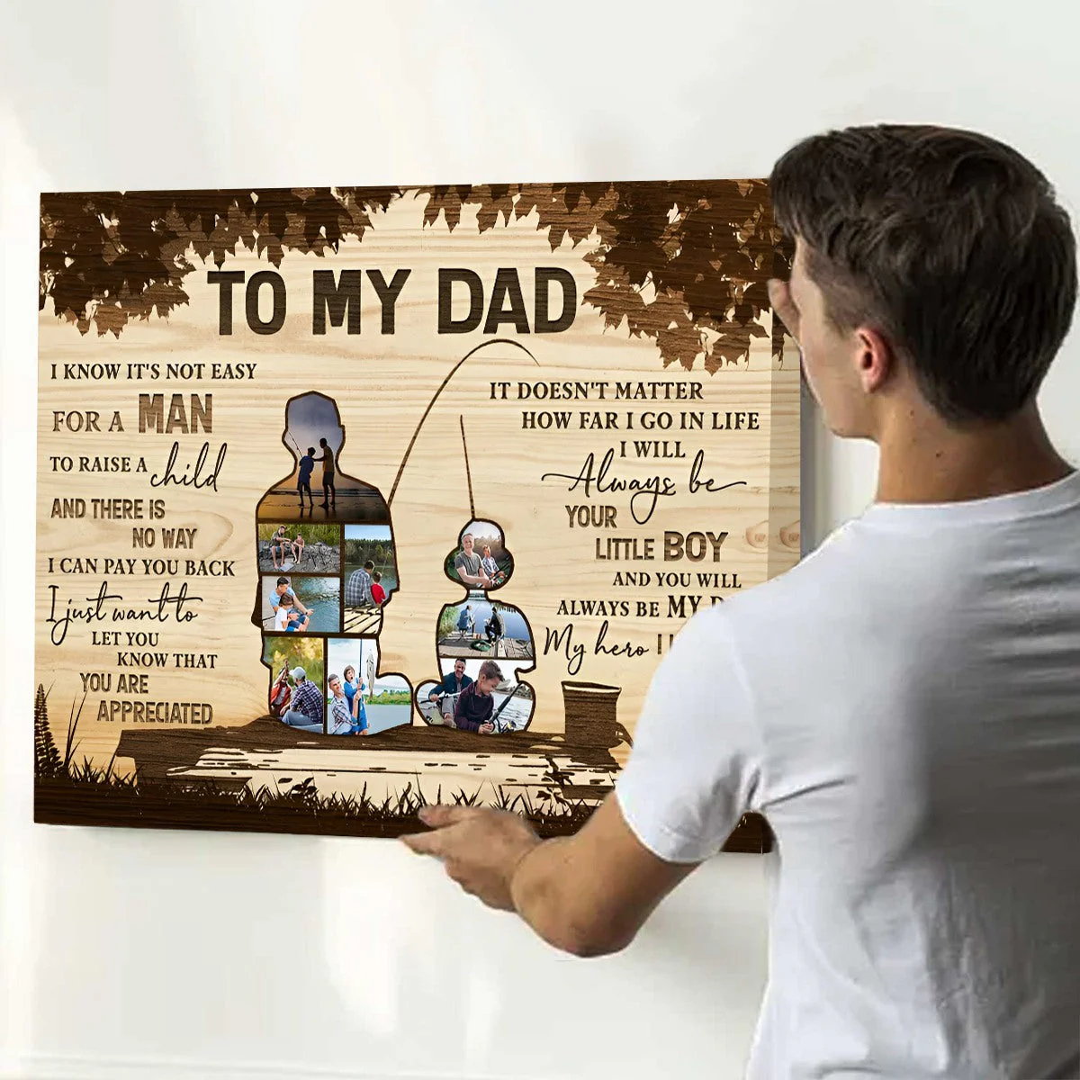 Personalized Gift For Fisherman Dad - Custom Photo Collage Canvas Poster - Image 6