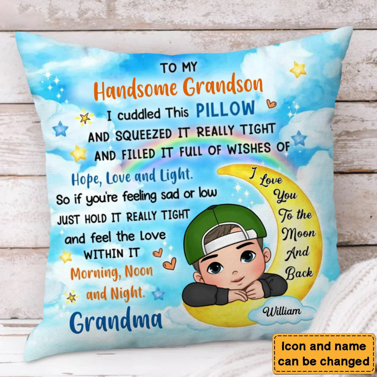 Personalized Gift For Grandkid To My Granddaughter/Grandson Moon Pillow - Image 2
