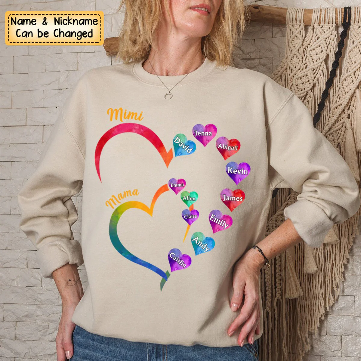 Personalized Gift For Grandma 2 Heart - Sweatshirt - Image 3