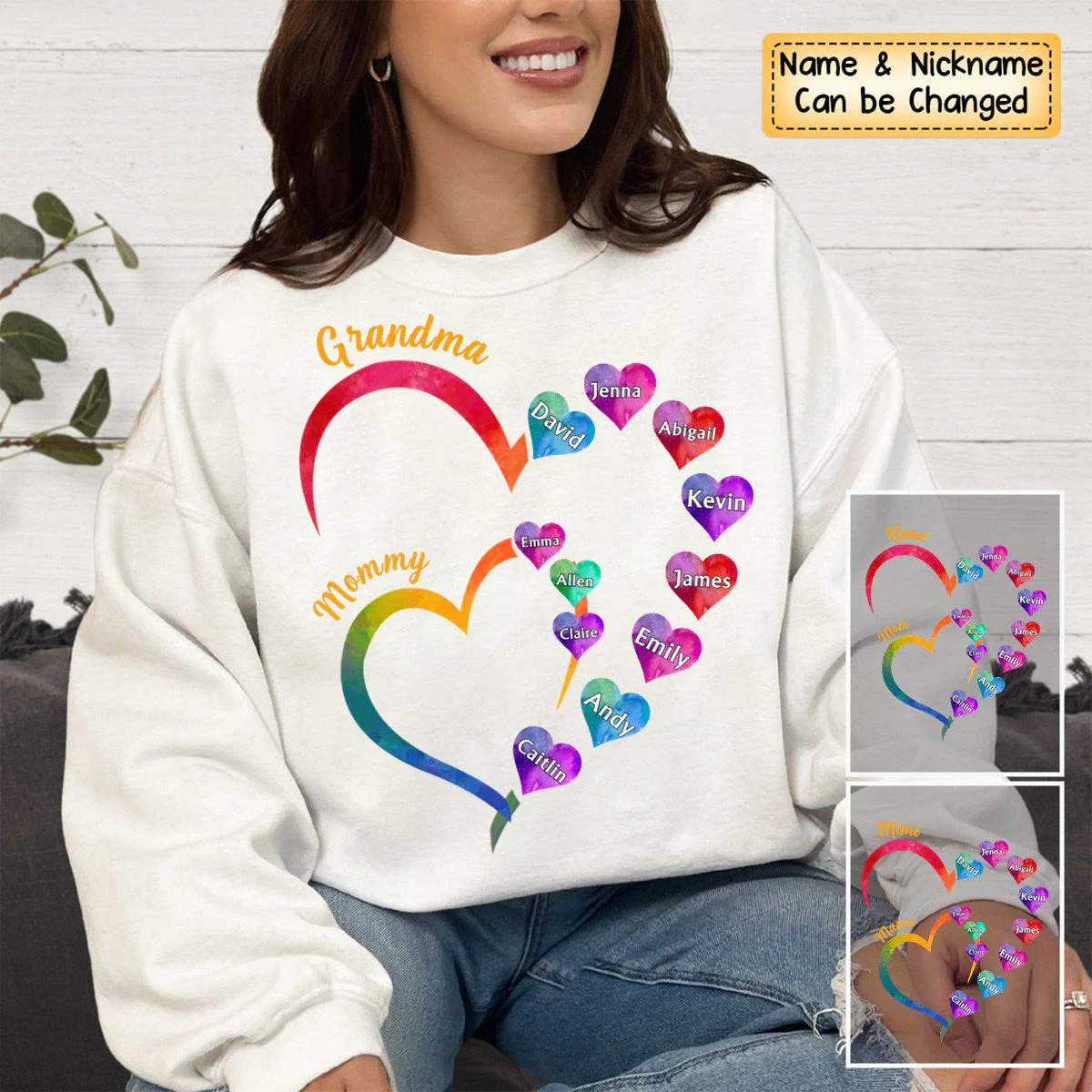 Personalized Gift For Grandma 2 Heart - Sweatshirt - Image 4