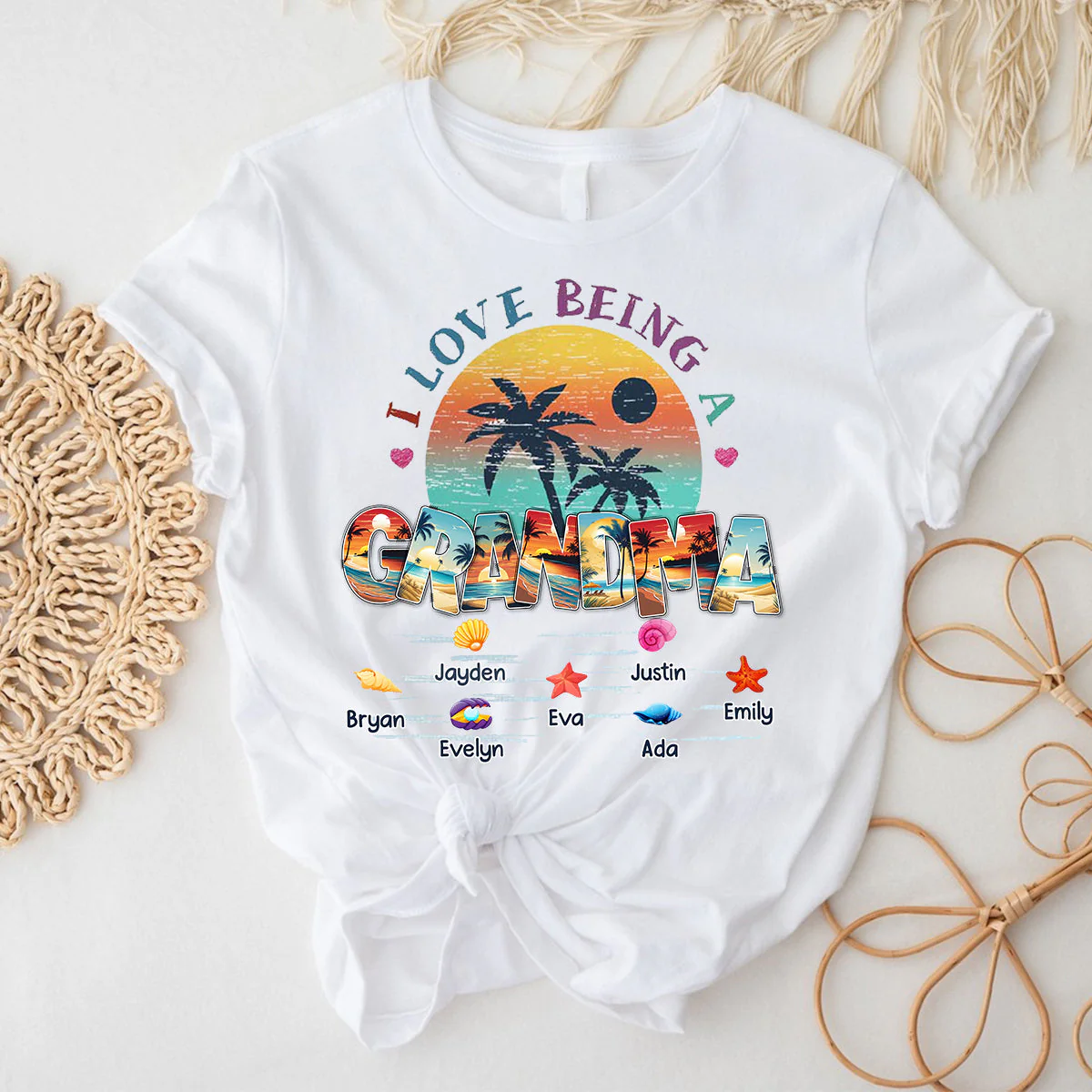 Personalized Gift For Grandma Beach Summer Vacation I Love Being A Grandma T-shirt - Image 2