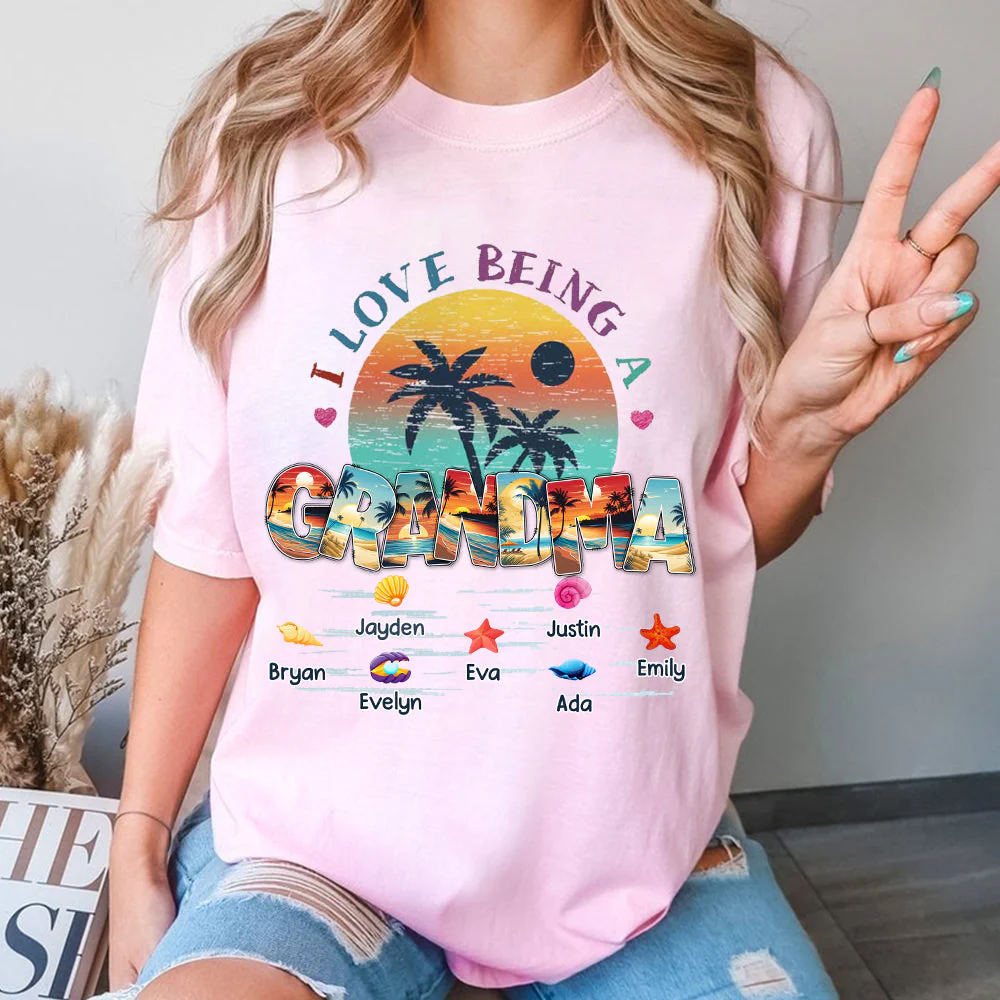 Personalized Gift For Grandma Beach Summer Vacation I Love Being A Grandma T-shirt - Image 4
