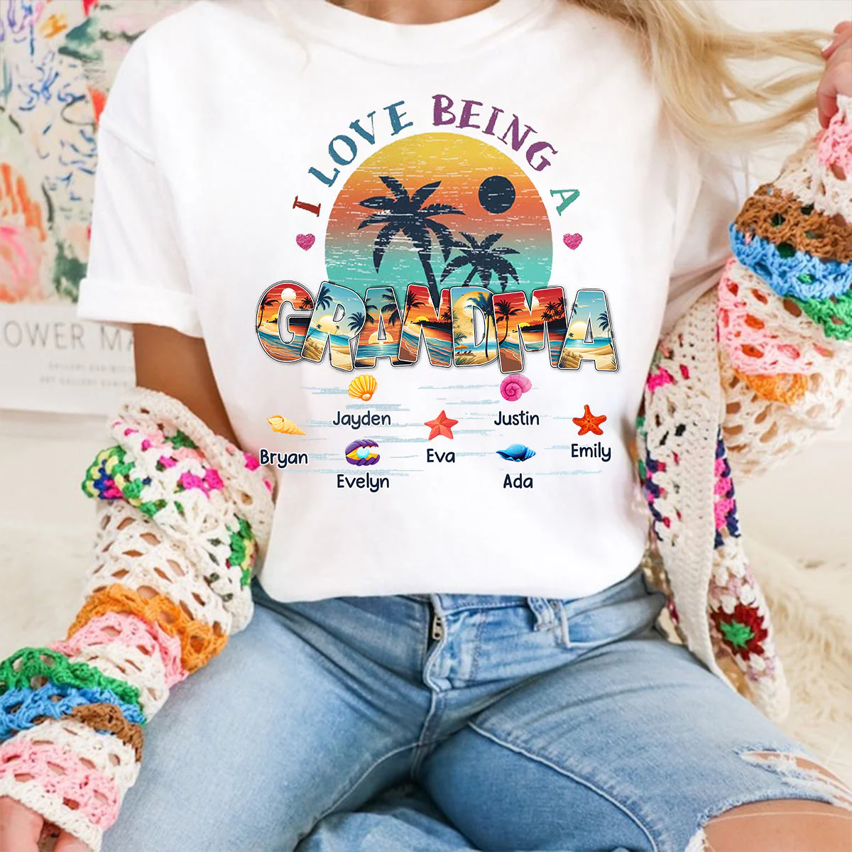 Personalized Gift For Grandma Beach Summer Vacation I Love Being A Grandma T-shirt - Image 5