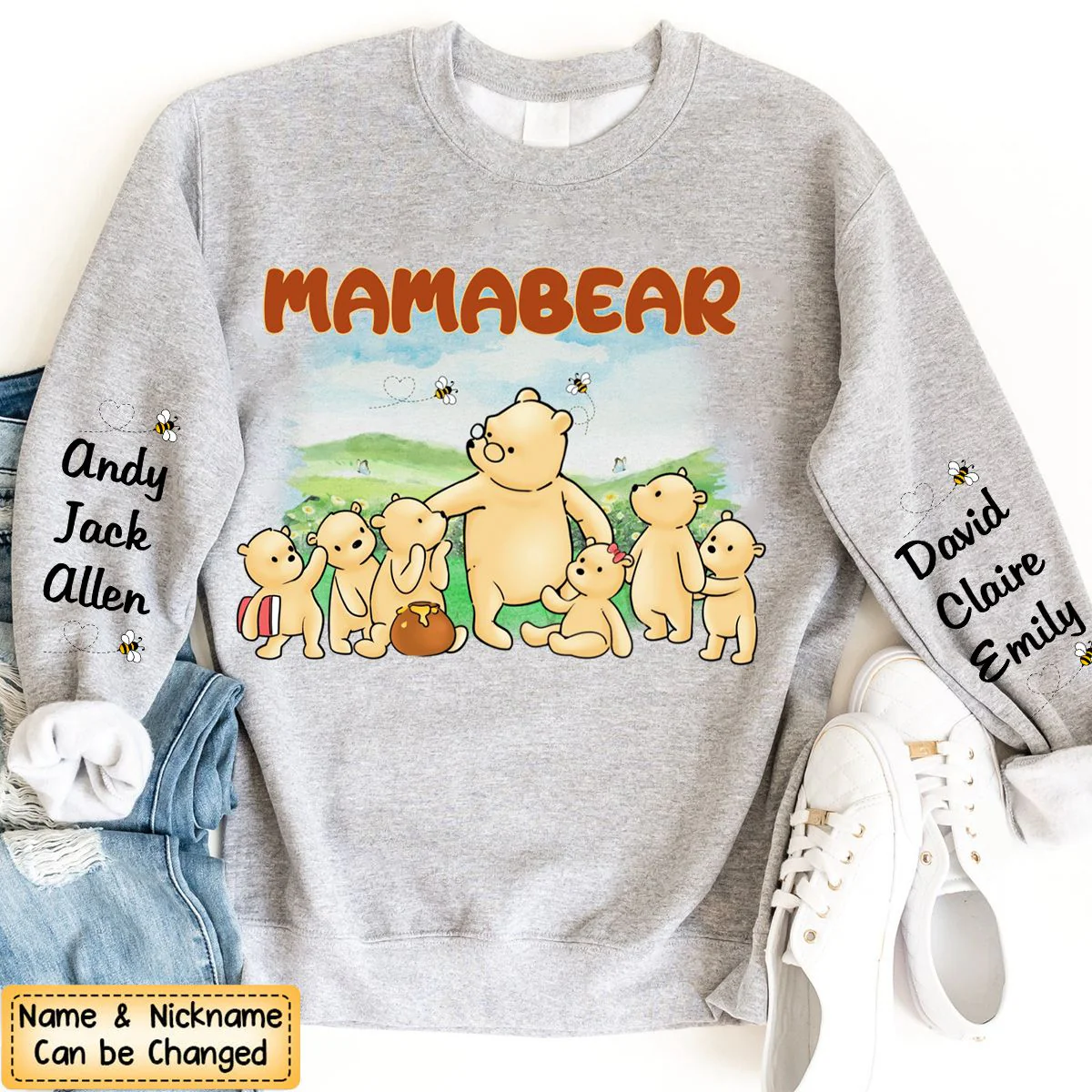 Personalized Gift For Grandma Bear Sleeve Printed Standard Sweatshirt - Image 2