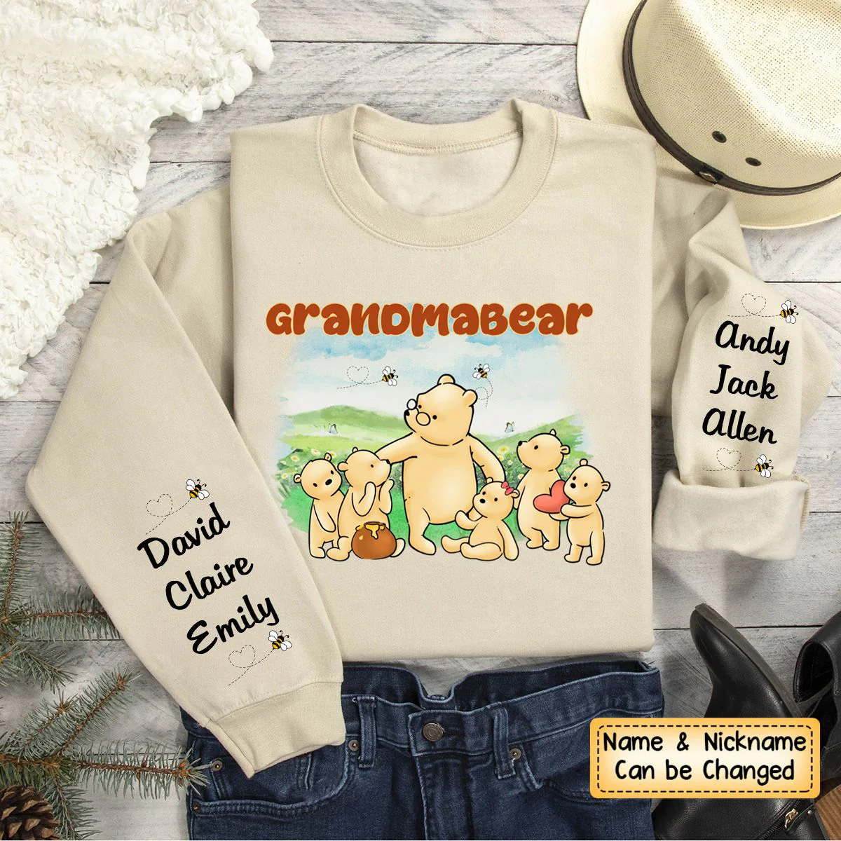 Personalized Gift For Grandma Bear Sleeve Printed Standard Sweatshirt - Image 3