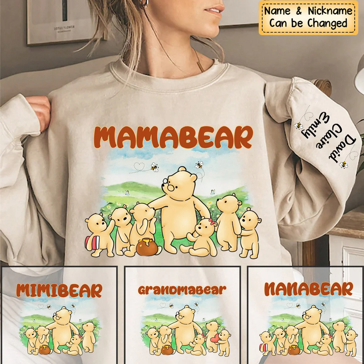 Personalized Gift For Grandma Bear Sleeve Printed Standard Sweatshirt - Image 4