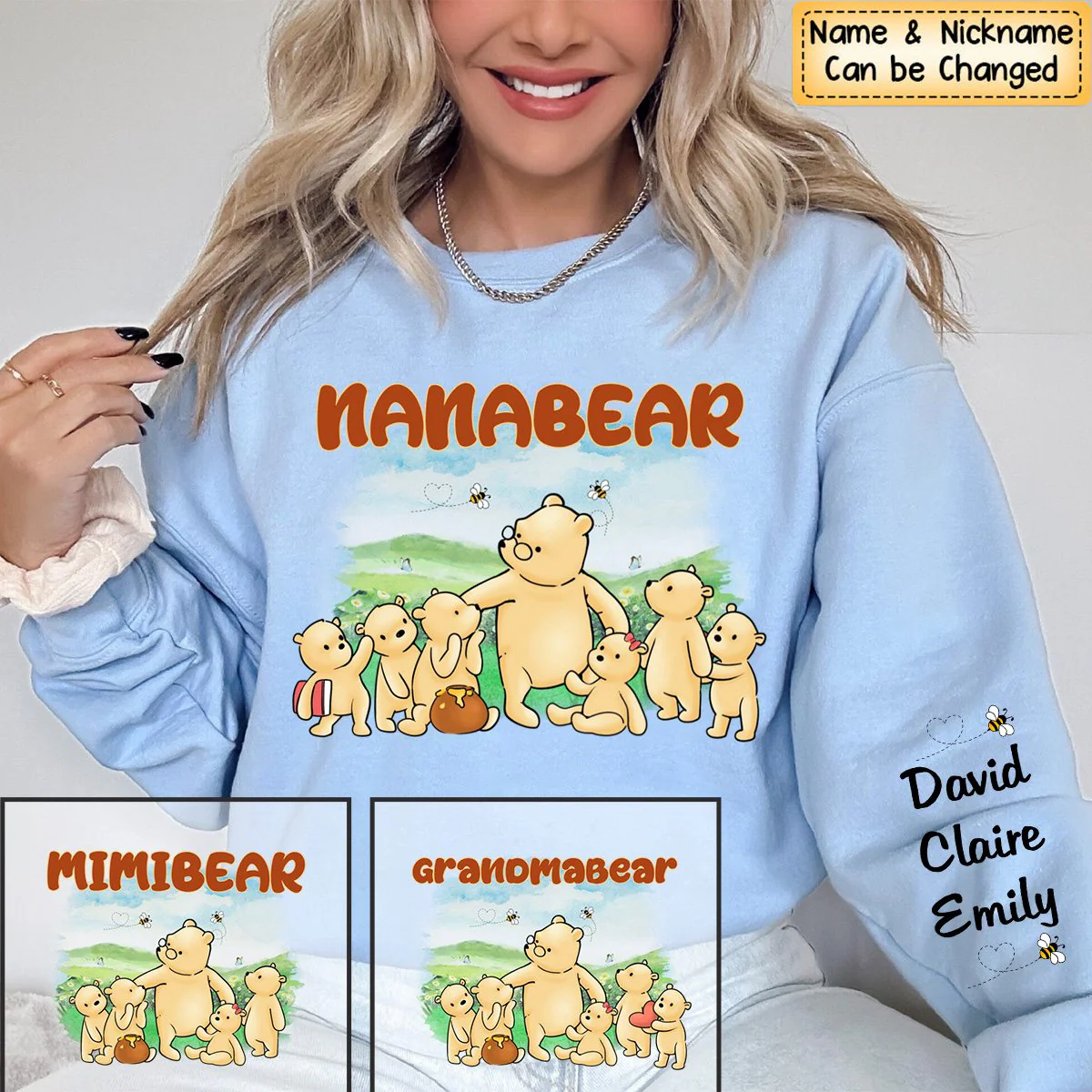 Personalized Gift For Grandma Bear Sleeve Printed Standard Sweatshirt - Image 5