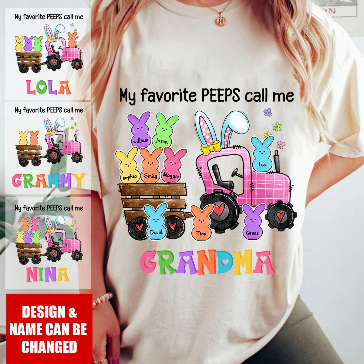 Personalized Gift For Grandma Easter My Favorite Bunny Pure cotton T-shirt - Image 2