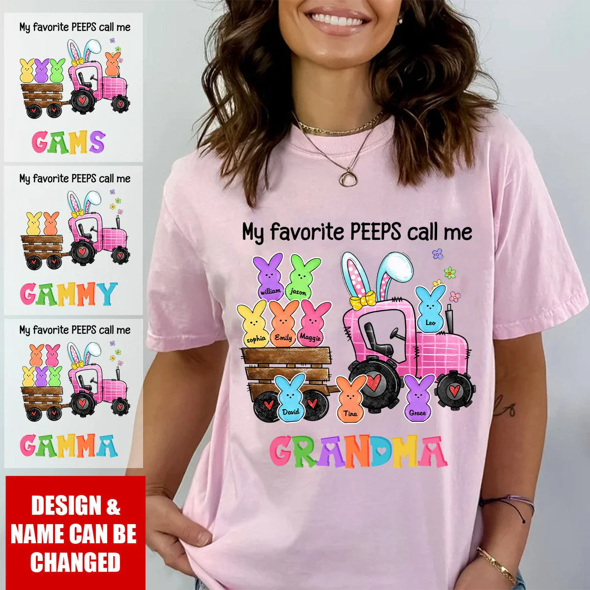 Personalized Gift For Grandma Easter My Favorite Bunny Pure cotton T-shirt - Image 3