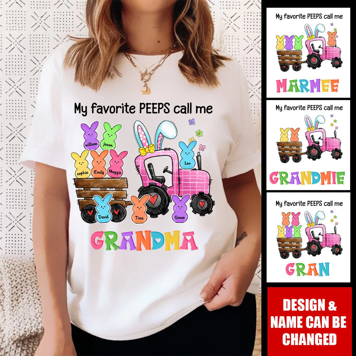 Personalized Gift For Grandma Easter My Favorite Bunny Pure cotton T-shirt - Image 4