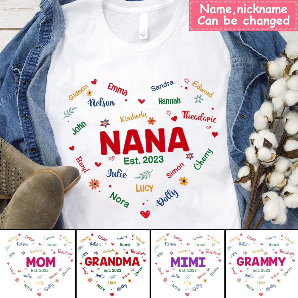 Personalized Gift For Grandma Glitter Custom Name Heart Sweatshirt - Image 2
