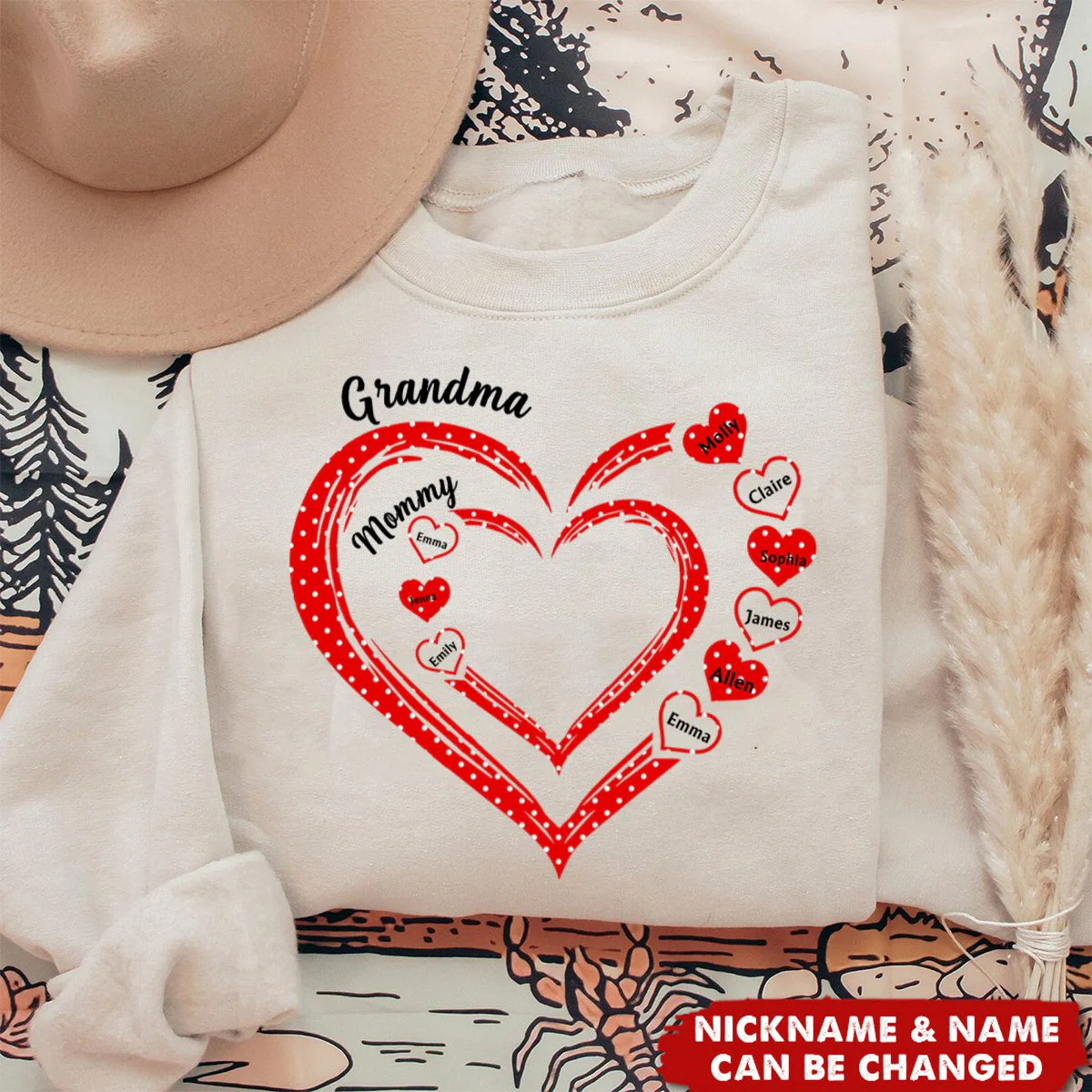 Personalized Gift For Grandma Heart Polka Dot Sweatshirt - Image 3