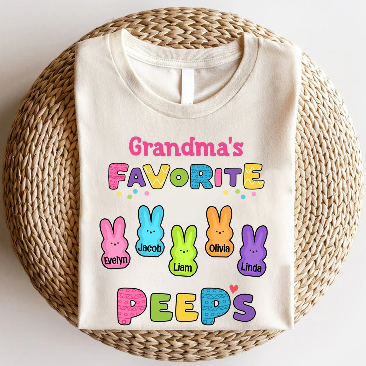 Personalized Gift For Grandma Mom Kids Easter Bunny Pure Cotton T-shirt - Image 3