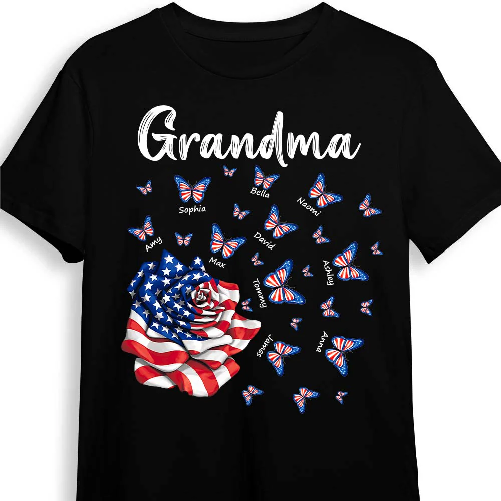 Personalized Gift For Grandma Patriot Rose T-Shirt - Image 2
