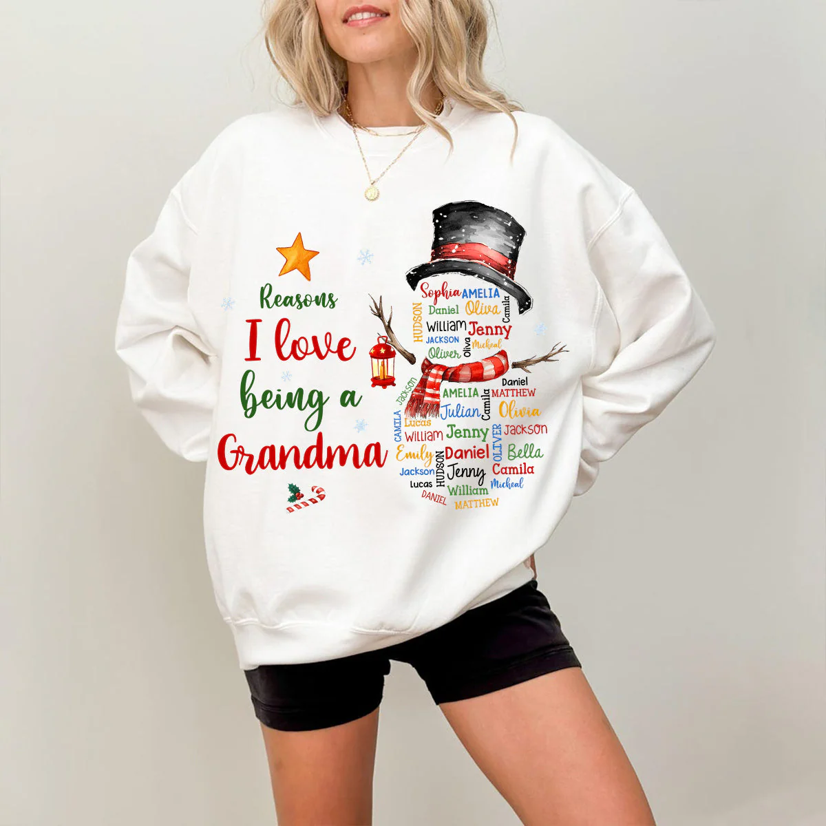 Personalized Gift For Grandma Reasons I Love Being Word Art Sweatshirt - Image 5