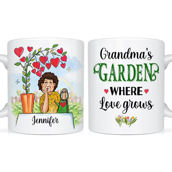 Personalized Gift for Grandma Where Love Grows Mug - Image 3