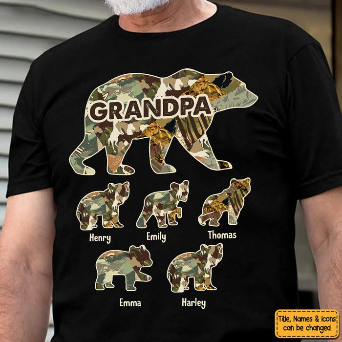 Personalized Gift For Grandpa For Papa Bear  T-Shirt - Image 2