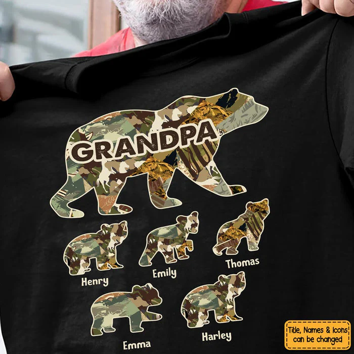 Personalized Gift For Grandpa For Papa Bear  T-Shirt - Image 3