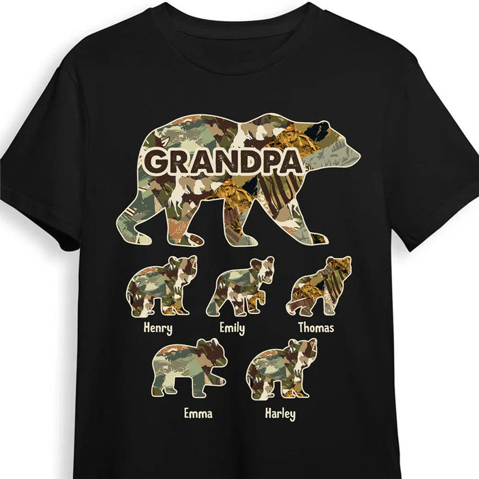 Personalized Gift For Grandpa For Papa Bear  T-Shirt - Image 4
