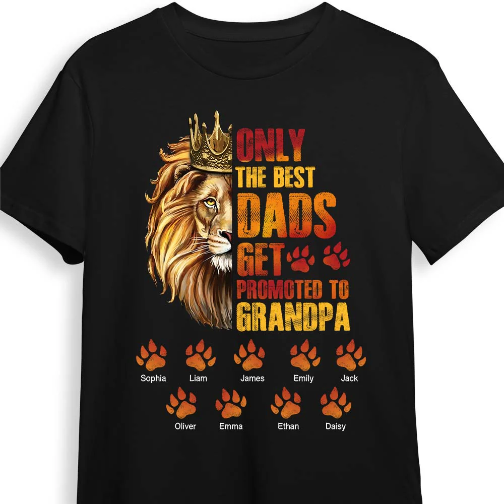 Personalized Gift for Grandpa Lion Footprints T-Shirt - Image 2