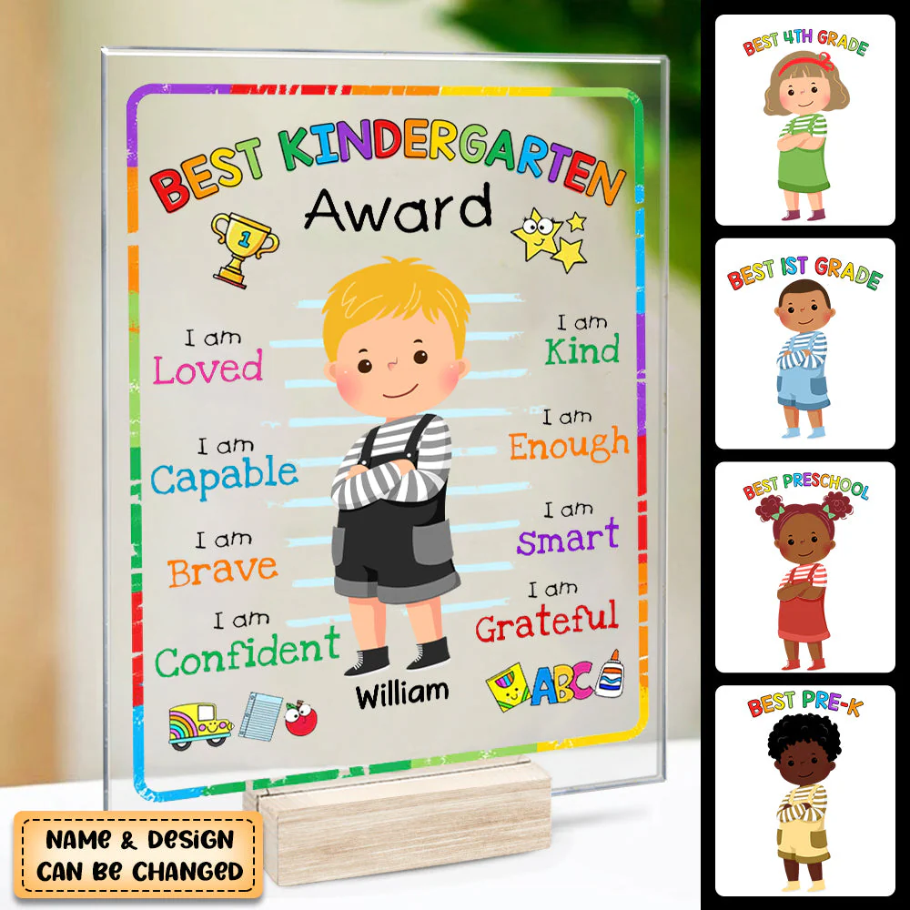 Personalized Gift For Kid Kindergarten Award Acrylic Plaque - Image 3