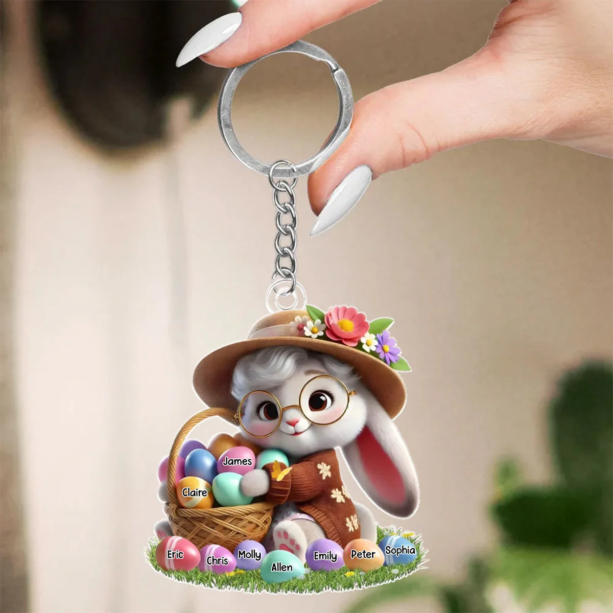 Personalized Gift Grandma's Favorite Bunny Keychain - Image 3
