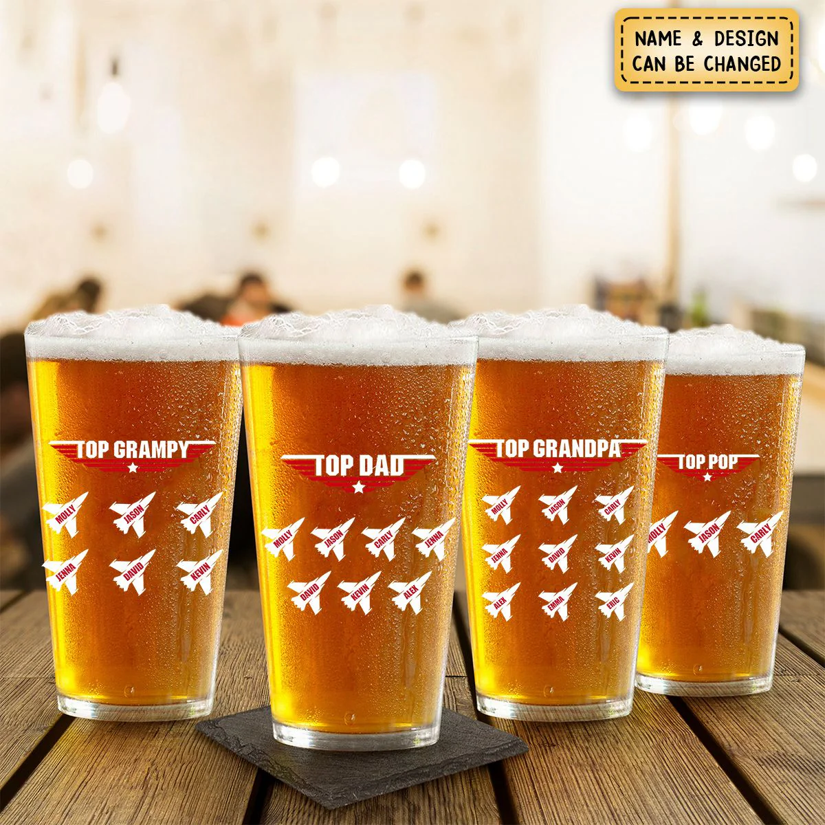 Personalized Gift Top Grandpa Father's Day Beer Glass - Image 4