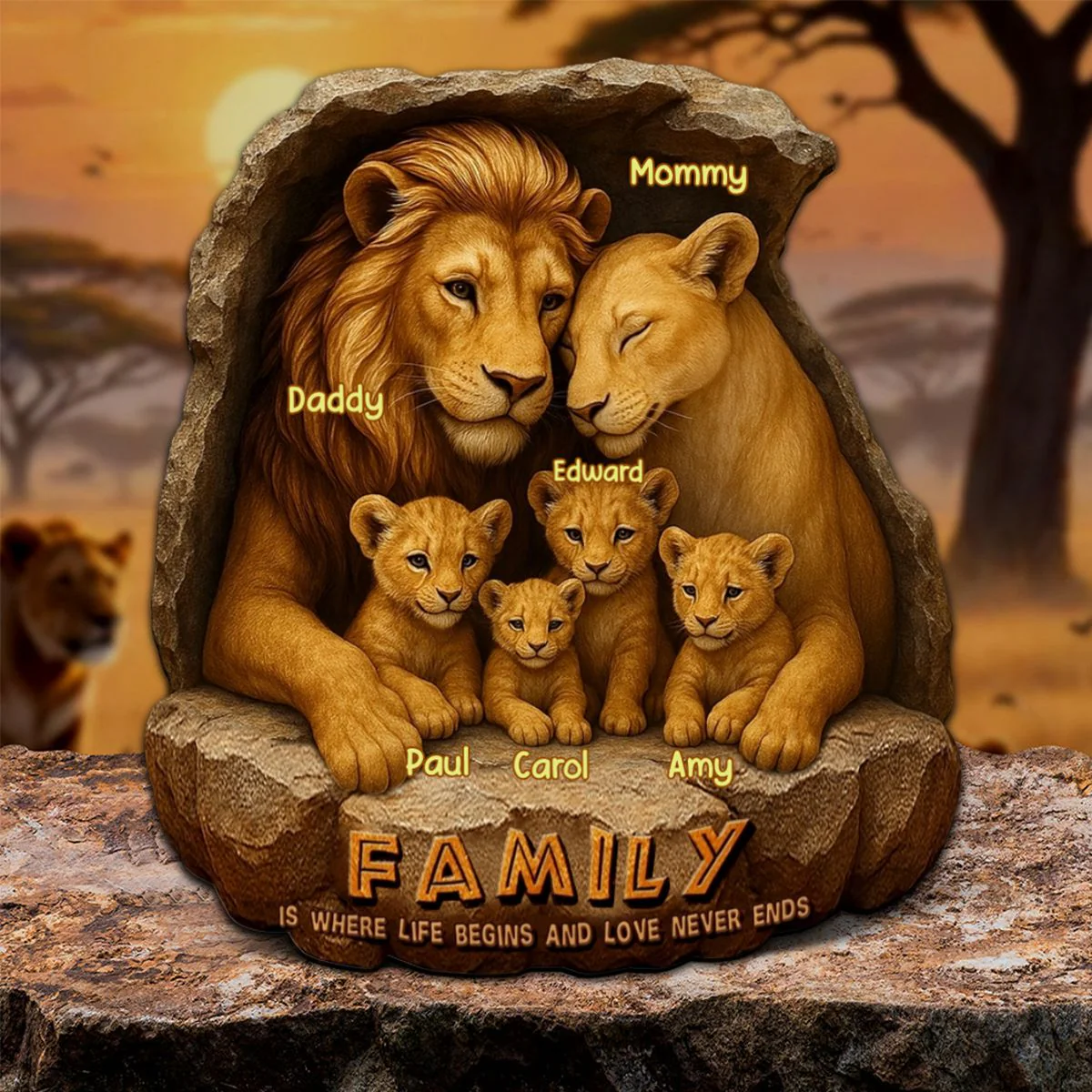 Personalized Gifts For Family Plaque- Custom 'Roaring Family' Plaque - Image 3