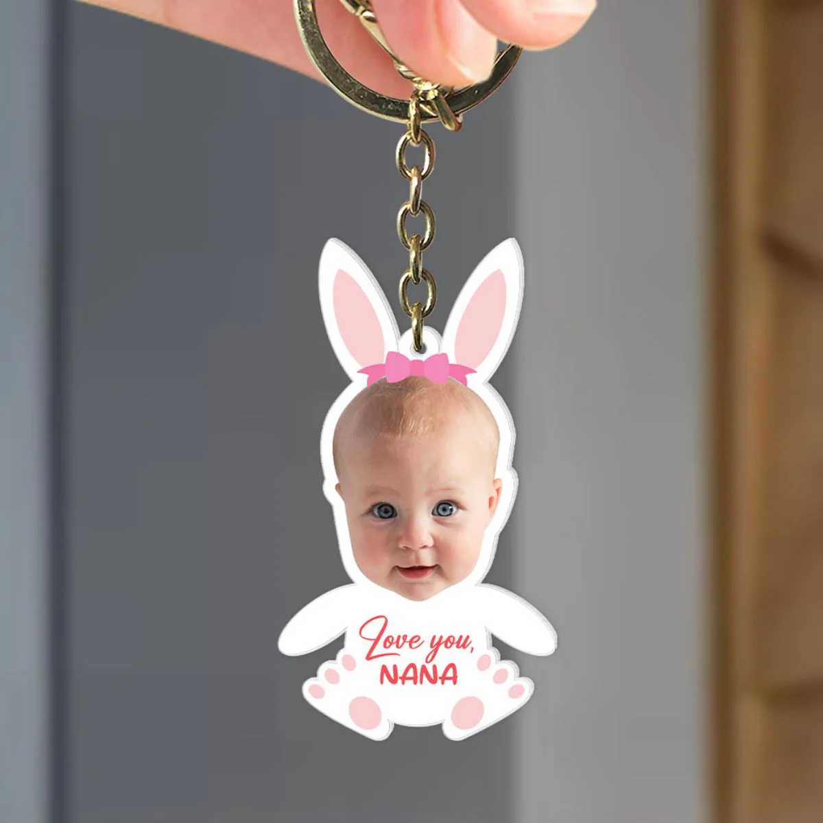 Personalized Gifts For Grandma Keychain Little Bunny Kid - Image 4