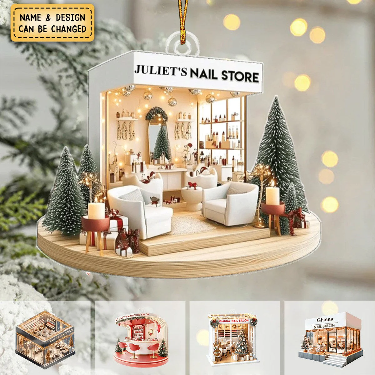 Personalized Gifts For Her Acrylic Ornament, Nail Salon - Image 5