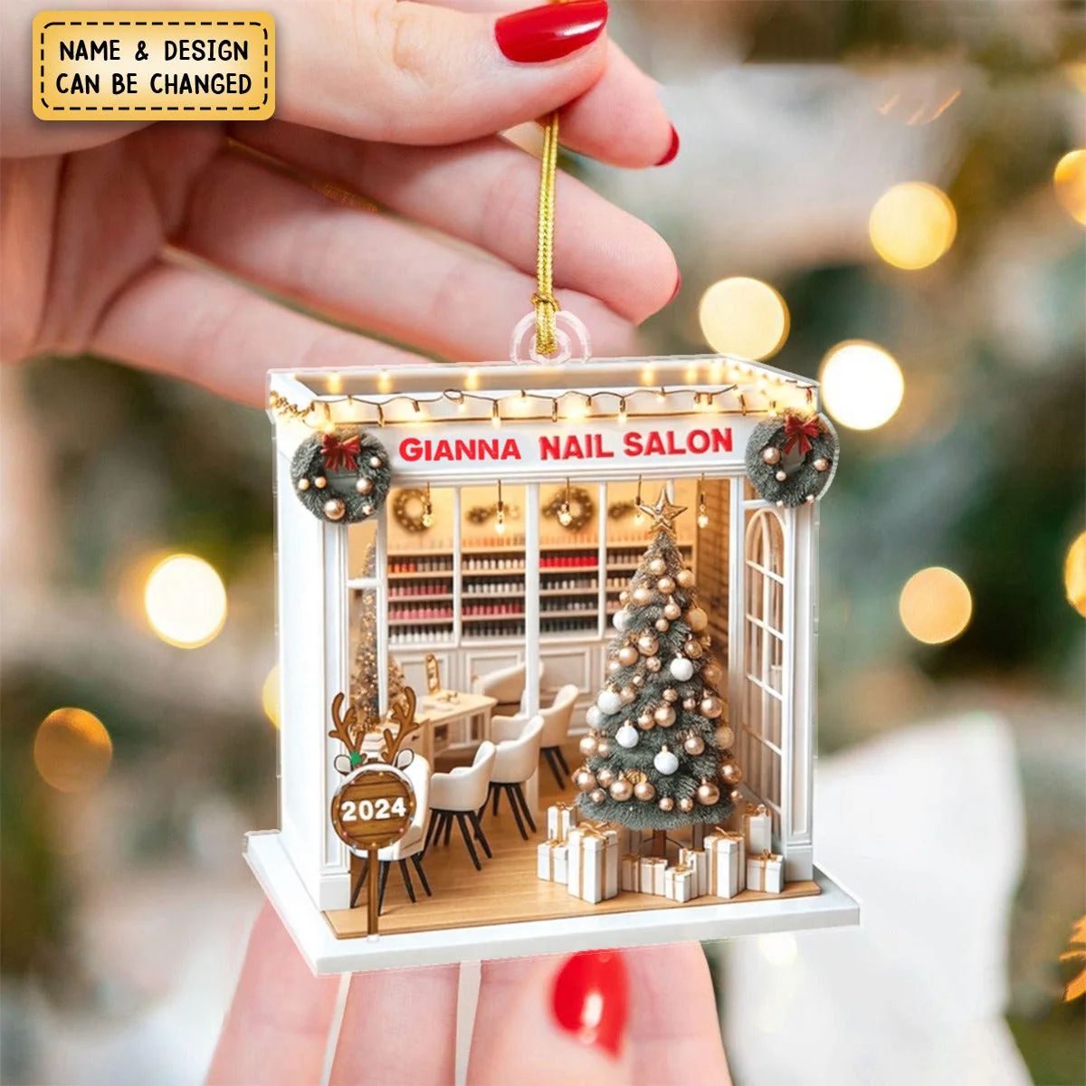 Personalized Gifts For Her Acrylic Ornament, Nail Salon - Image 7
