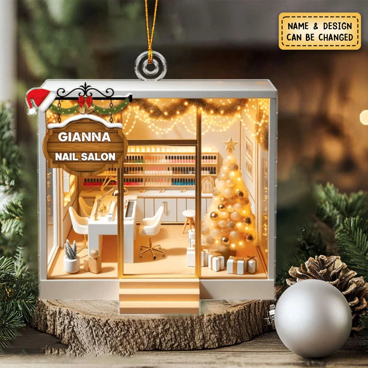 Personalized Gifts For Her Acrylic Ornament, Nail Salon - Image 8