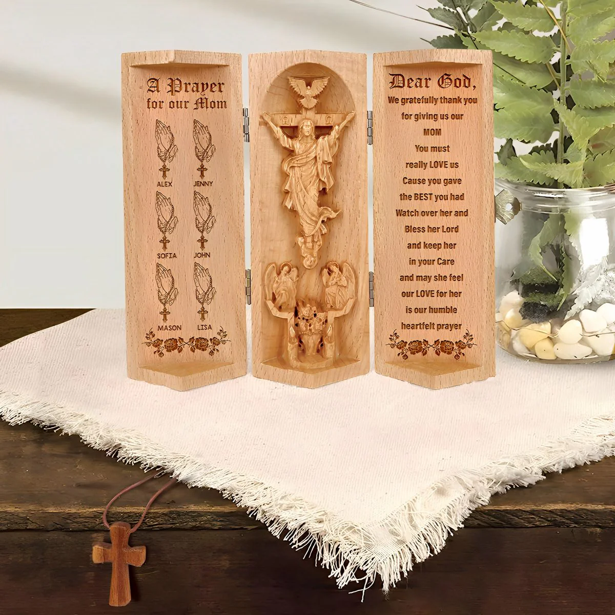 Personalized Gifts For Mom Openable Wooden Cylinder Sculpture - Image 2