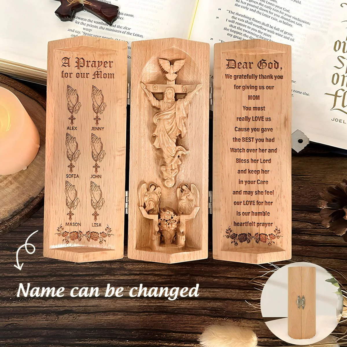 Personalized Gifts For Mom Openable Wooden Cylinder Sculpture - Image 6