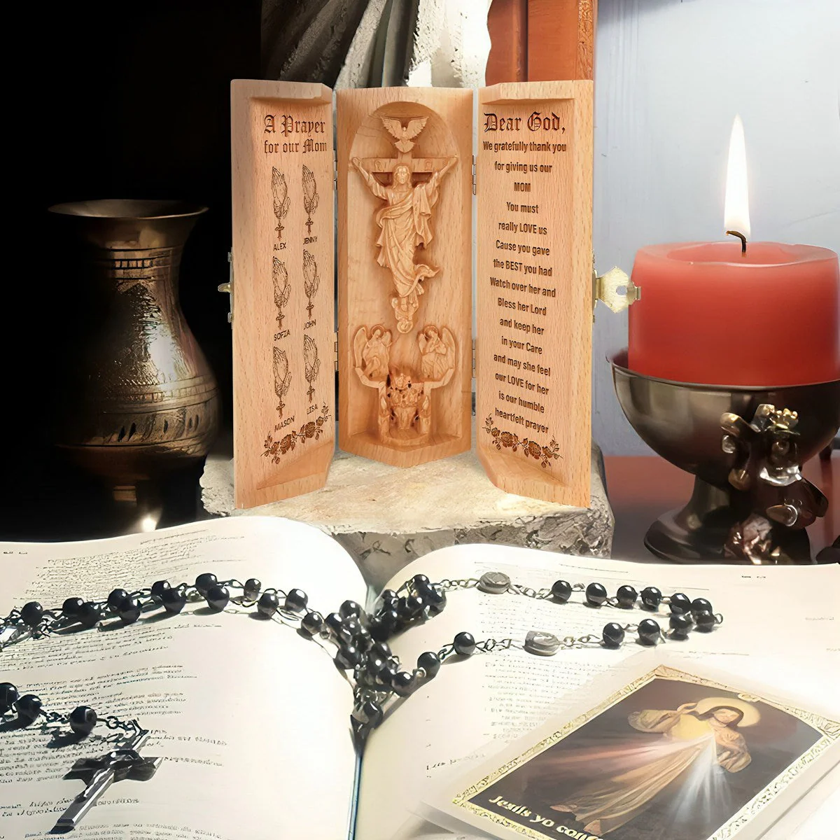 Personalized Gifts For Mom Openable Wooden Cylinder Sculpture - Image 7