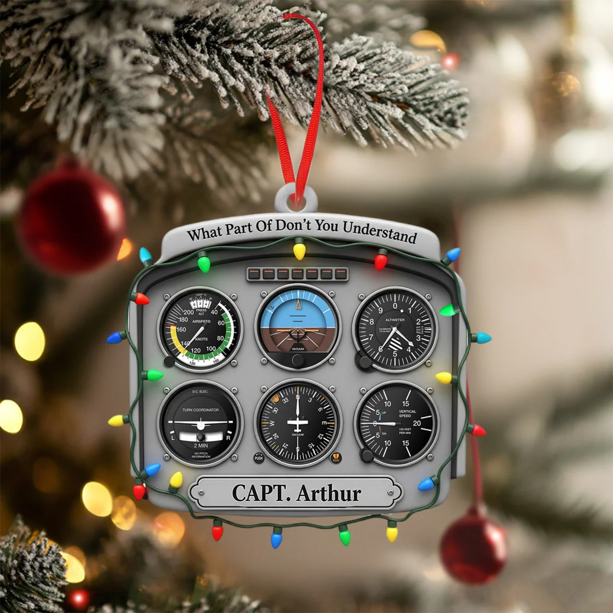 Personalized Gifts For Pilot Christmas Ornament - Flight Instruments Six Pack - Image 2