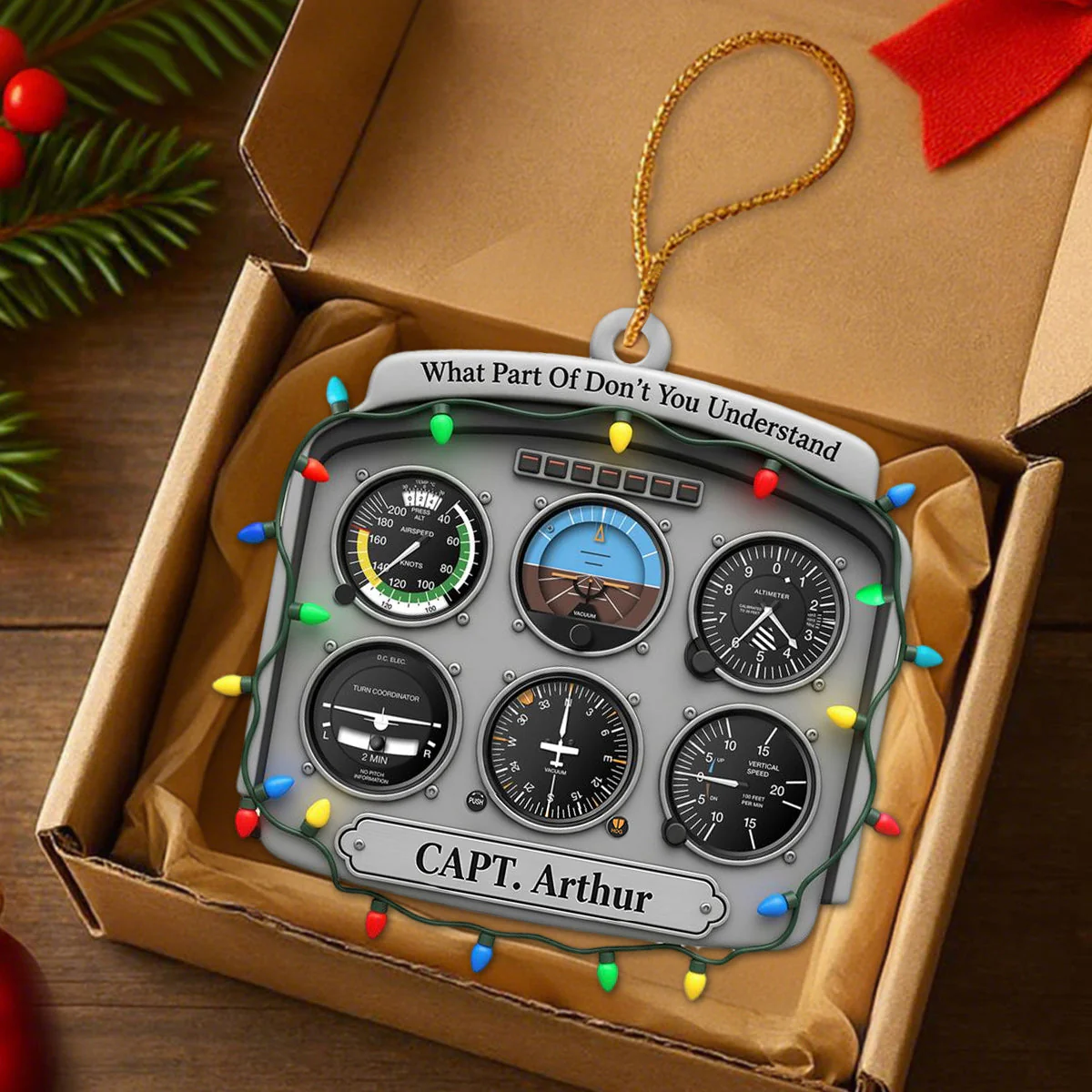 Personalized Gifts For Pilot Christmas Ornament - Flight Instruments Six Pack - Image 3