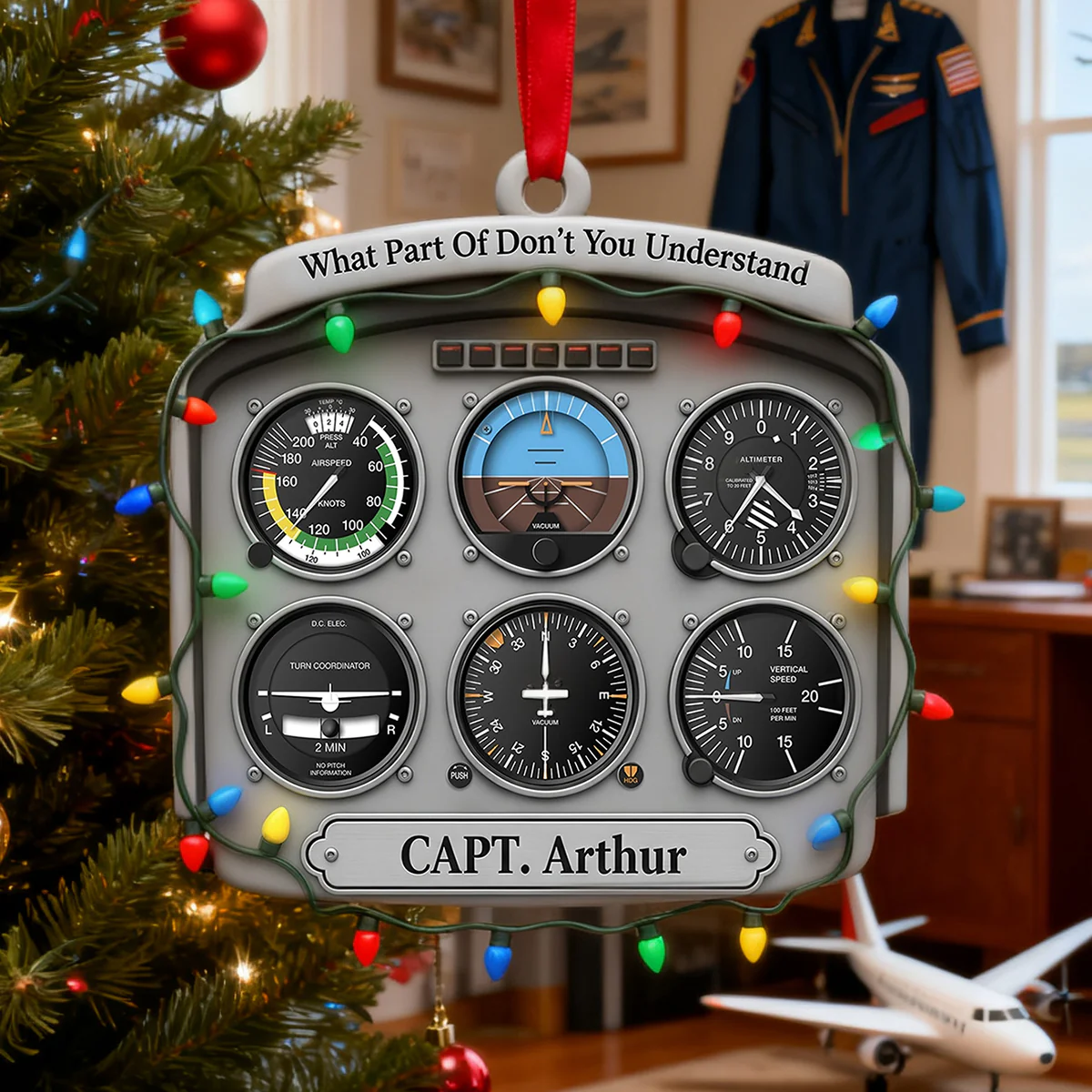 Personalized Gifts For Pilot Christmas Ornament - Flight Instruments Six Pack - Image 5
