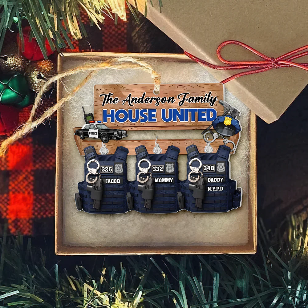 Personalized Gifts For Police Family Christmas Arcylic Ornament - Image 5