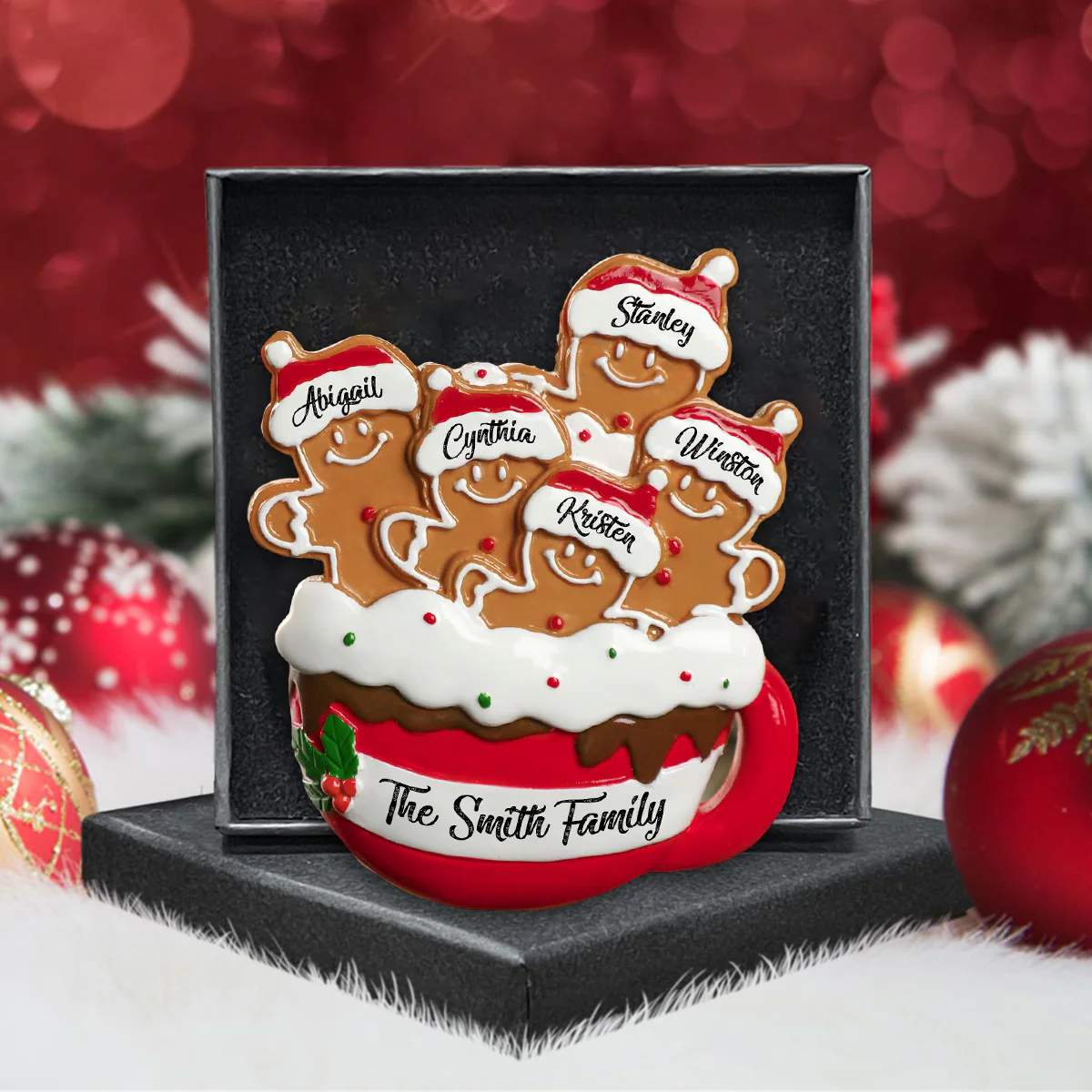 Personalized Christmas Gingerbread Family Ornament - Image 2