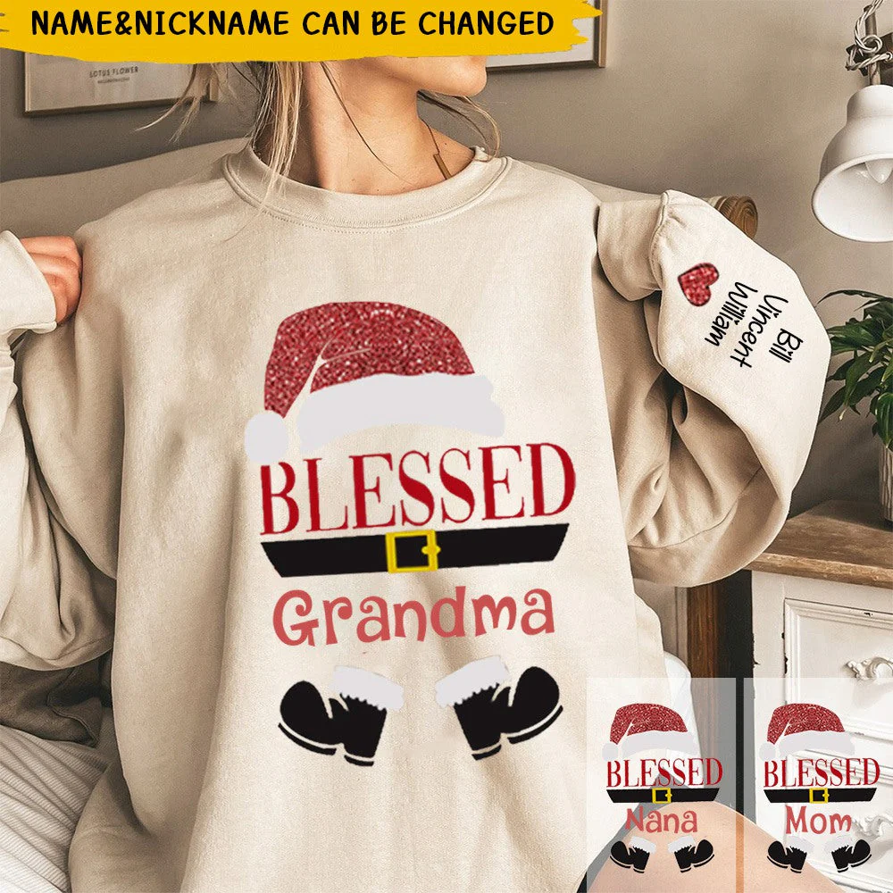 Personalized Glitter Custom Name Blessed Grandma Est And Kids Sweatshirt - Image 2