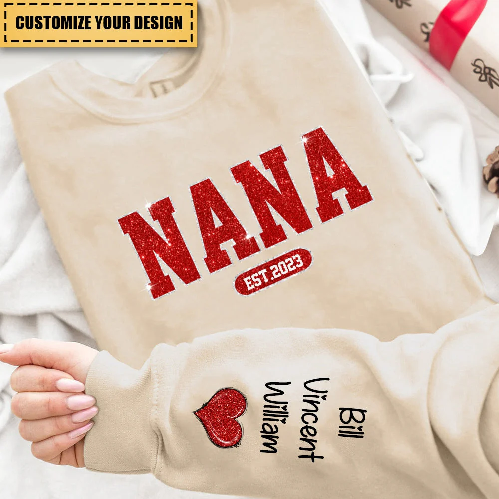 Personalized Glitter Custom Name Mimi Nana Grandma Est And Kids Sweatshirt - Image 2