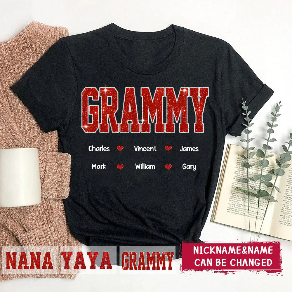 Personalized Glitter Custom Name Nana Pure cotton T-Shirt - Image 2