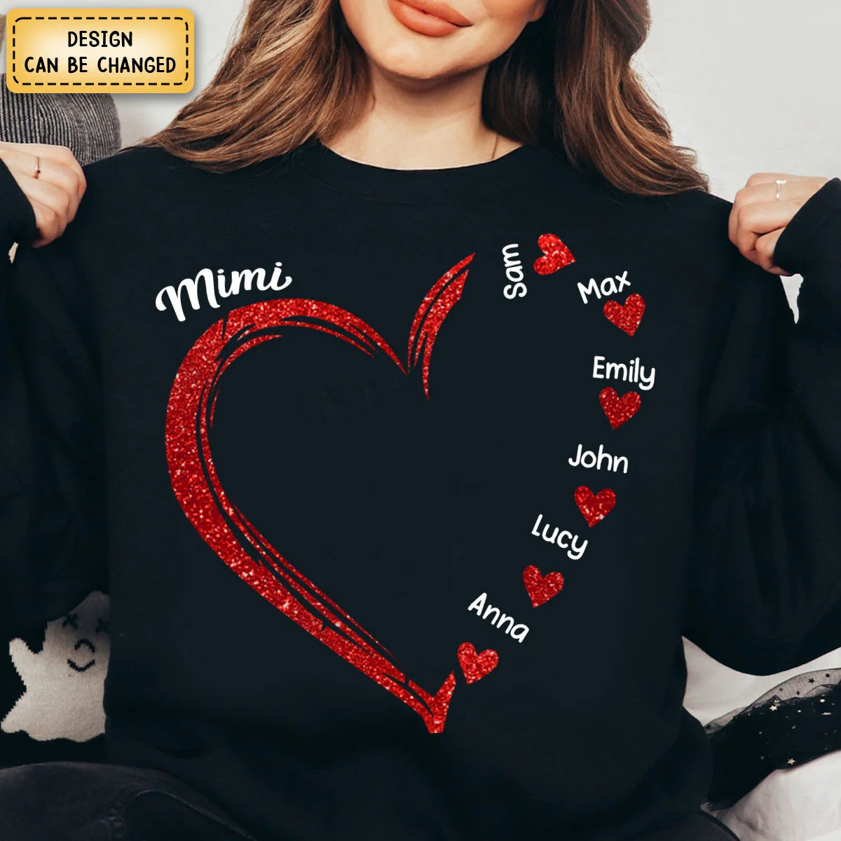 Personalized Glitter Grandma Sweet Heart Sweatshirt - Image 2