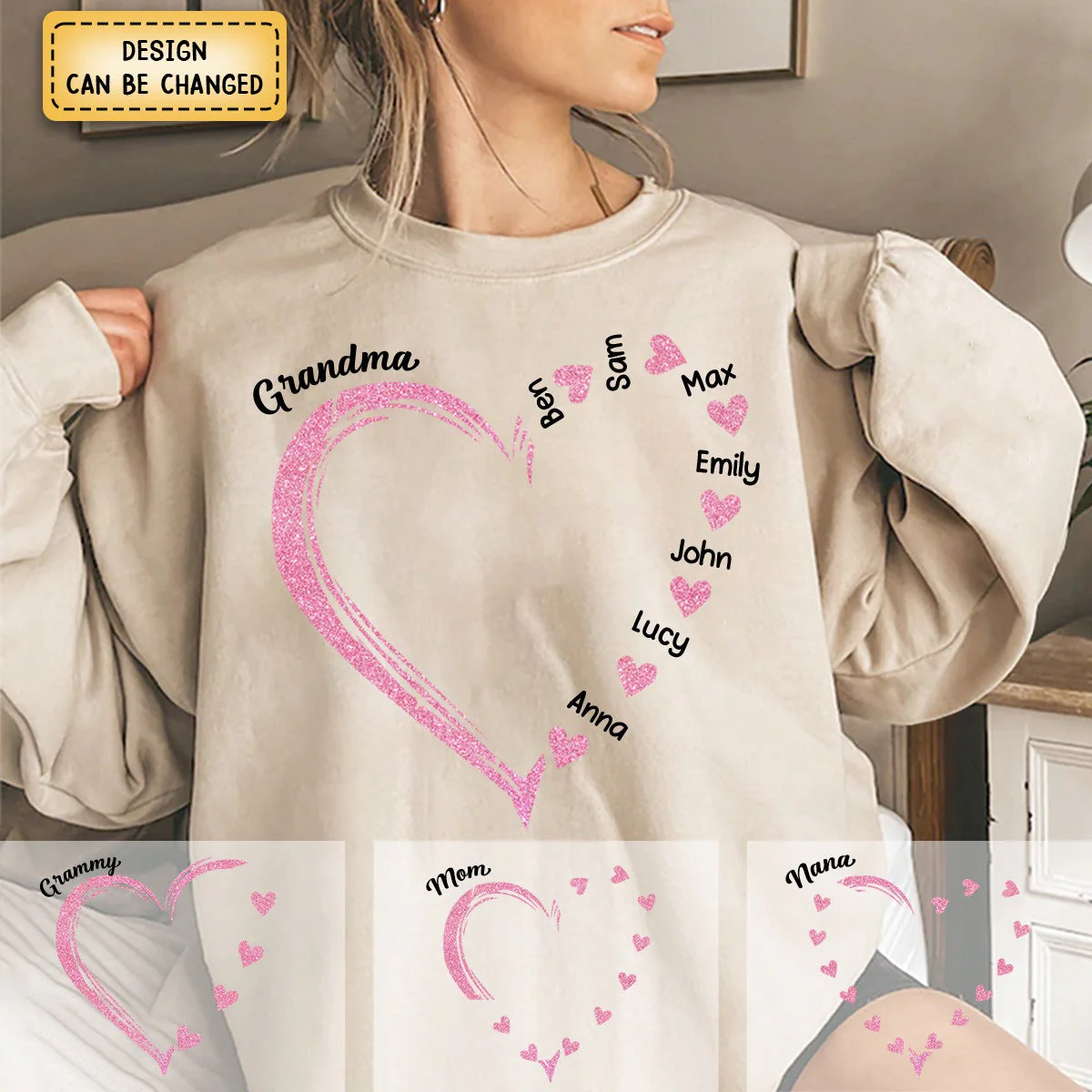 Personalized Glitter Grandma Sweet Heart Sweatshirt - Image 4