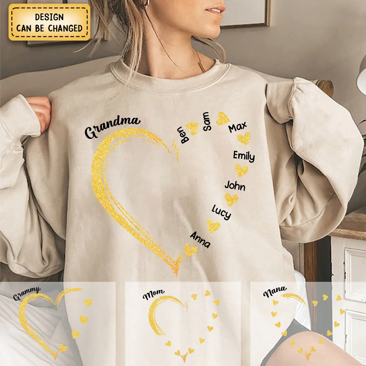 Personalized Glitter Grandma Sweet Heart Sweatshirt - Image 5